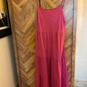 Pink Halter Tiered Maxi Summer Dress